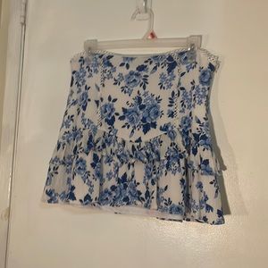 Blue and white floral skirt